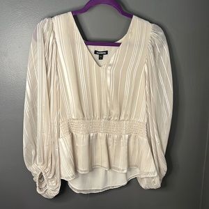 Long sleeve shiny blouse from Express